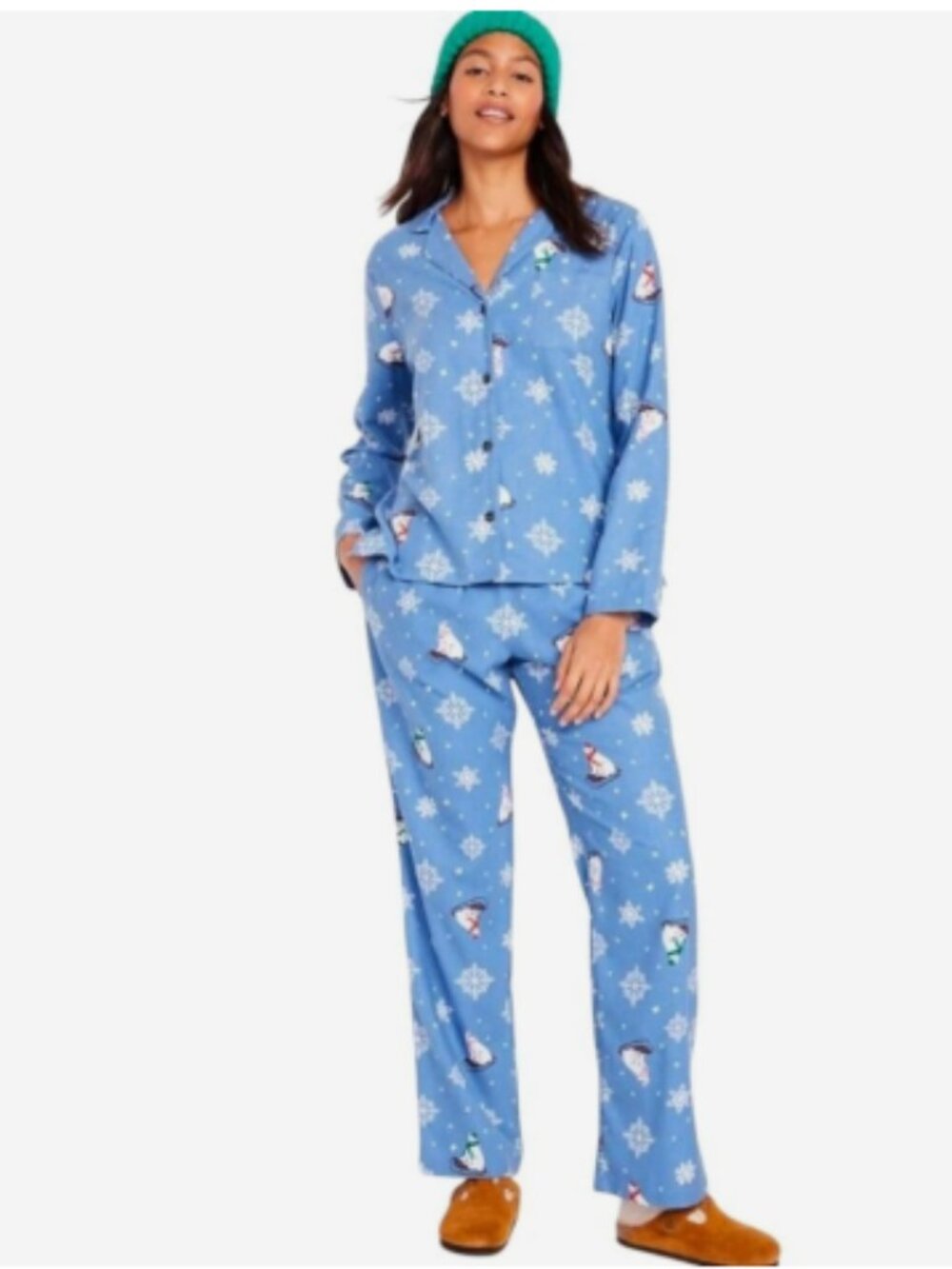 Old Navy Women’s Plus Sz 4X Flannel Pajama Set Blue Polar Bear Bears That Sleigh